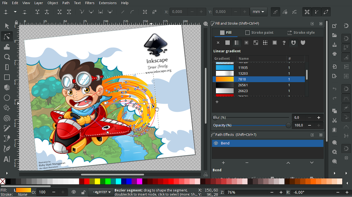 Inkscape's user interface with some illustrations