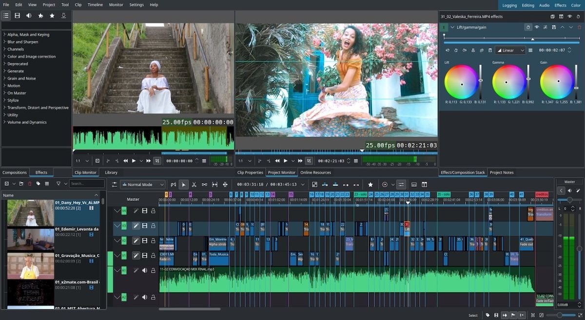 Screenshot of Kdenlive video editor