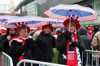 Some came prepared for the cold rain