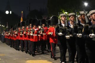 Members of the armed forces during a processional test in preparation for Ve Day 80 -Year anniversary (Lucy North/Pa)