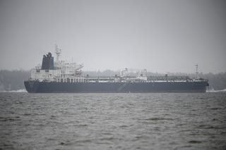 Oil Tankar Eagle S is seen anchored near the Kilpilahti port in Porvoo, at Finlands Golf
