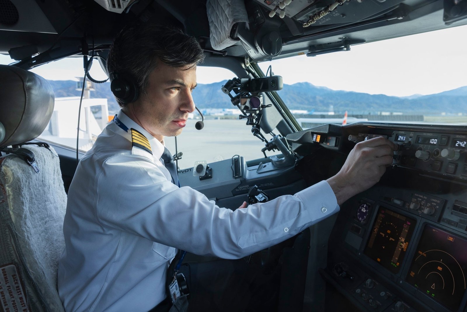 Nathan Fielder in the cockpit during the final of the 'General Test' season two