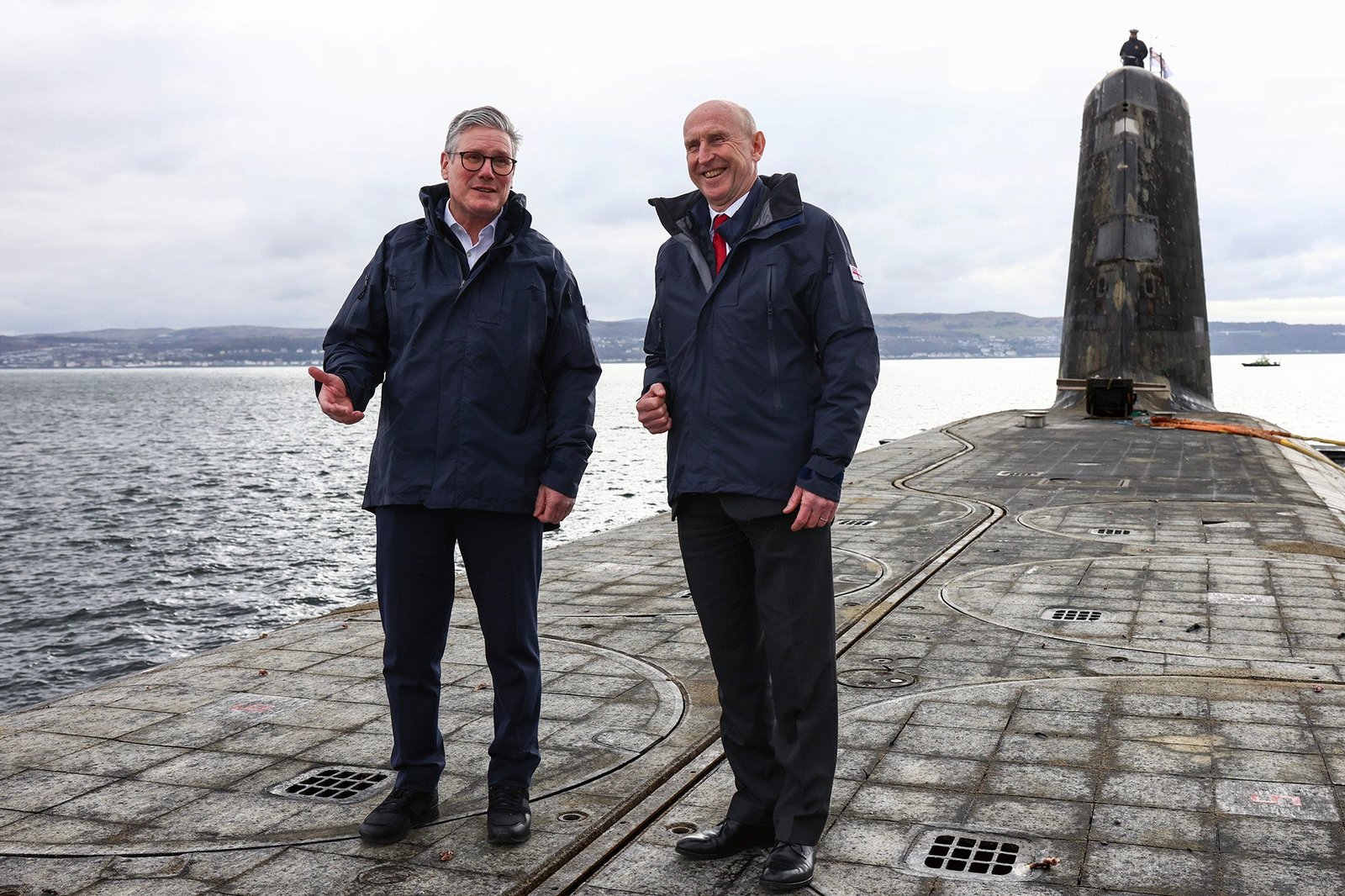 Prime Minister Sir Keir Stormer and Defense Secretary John Healey Visit a submarine in the Vanguard Class off the coast of Scotland