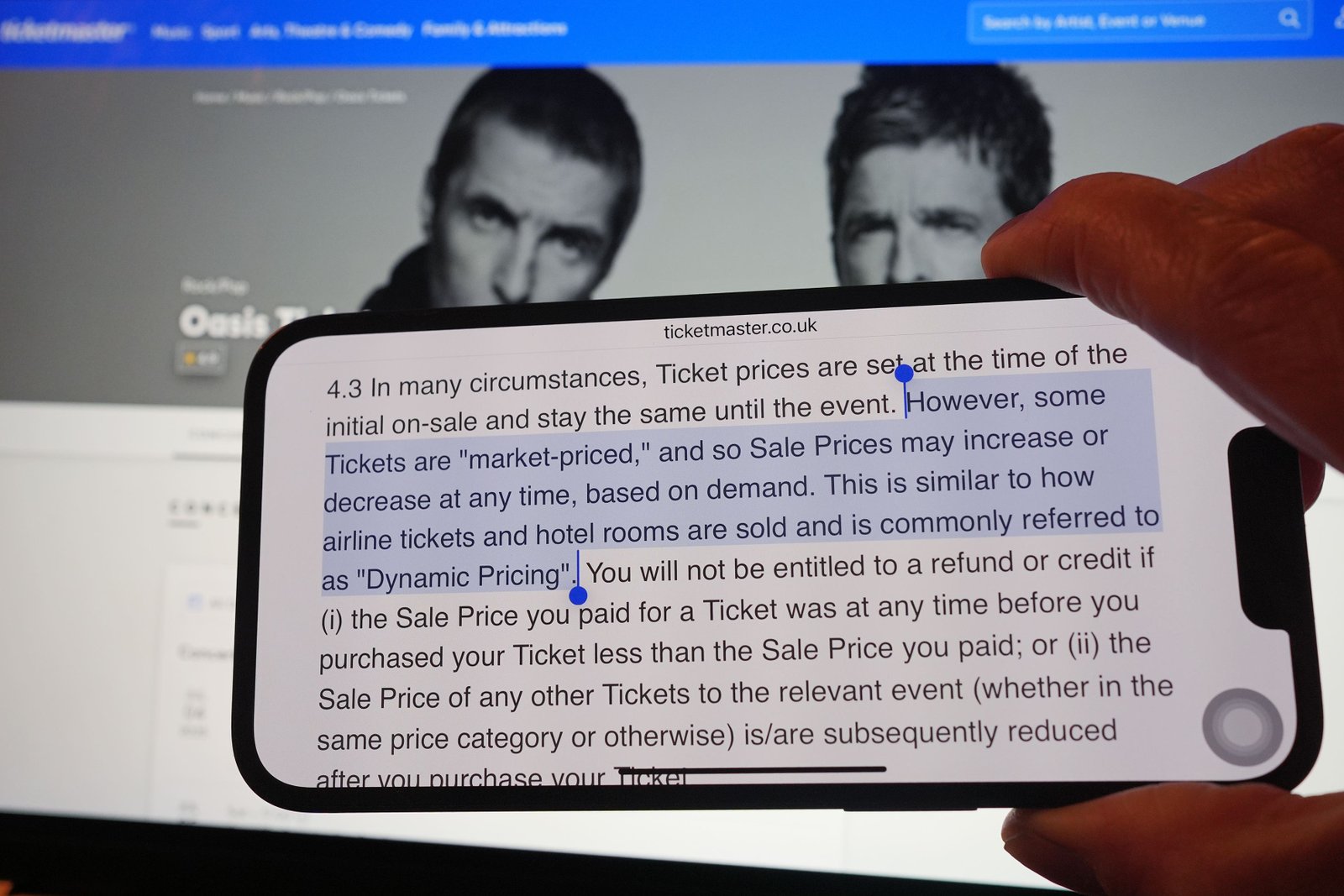 There was rebellion after fans discovered inflated prices of Ticketmaster during Oasis Sales