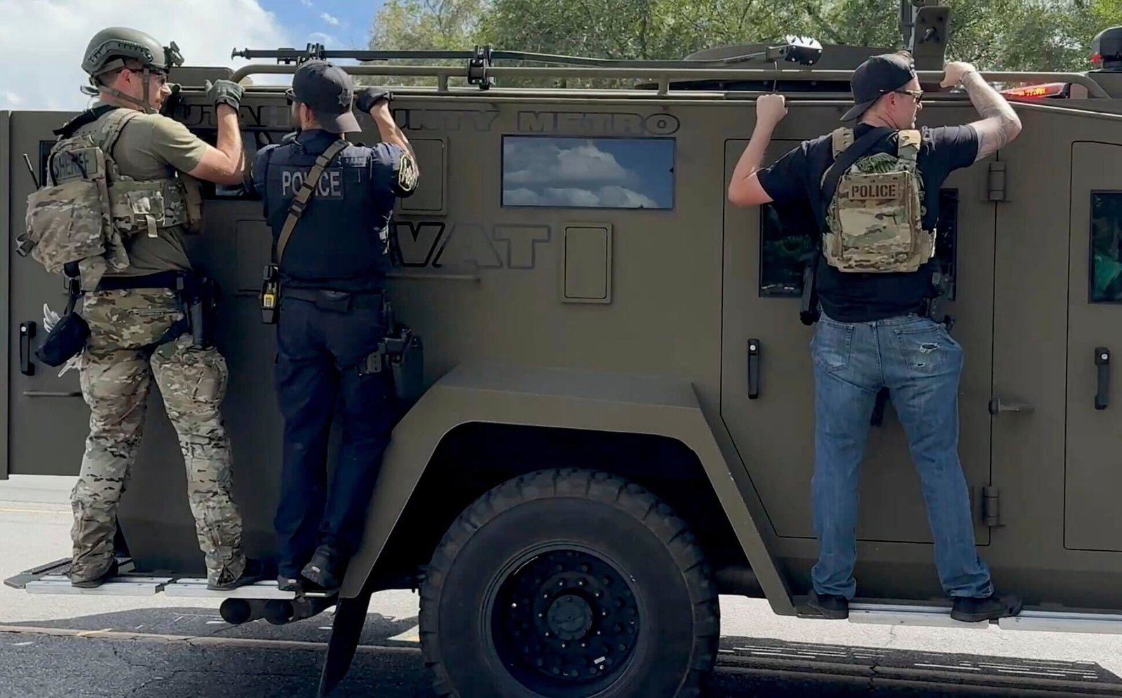 SWAT -The team was seen on the way into the Utah Valley University's campus after Charlie Kirk was shot when the authorities chased after the suspect