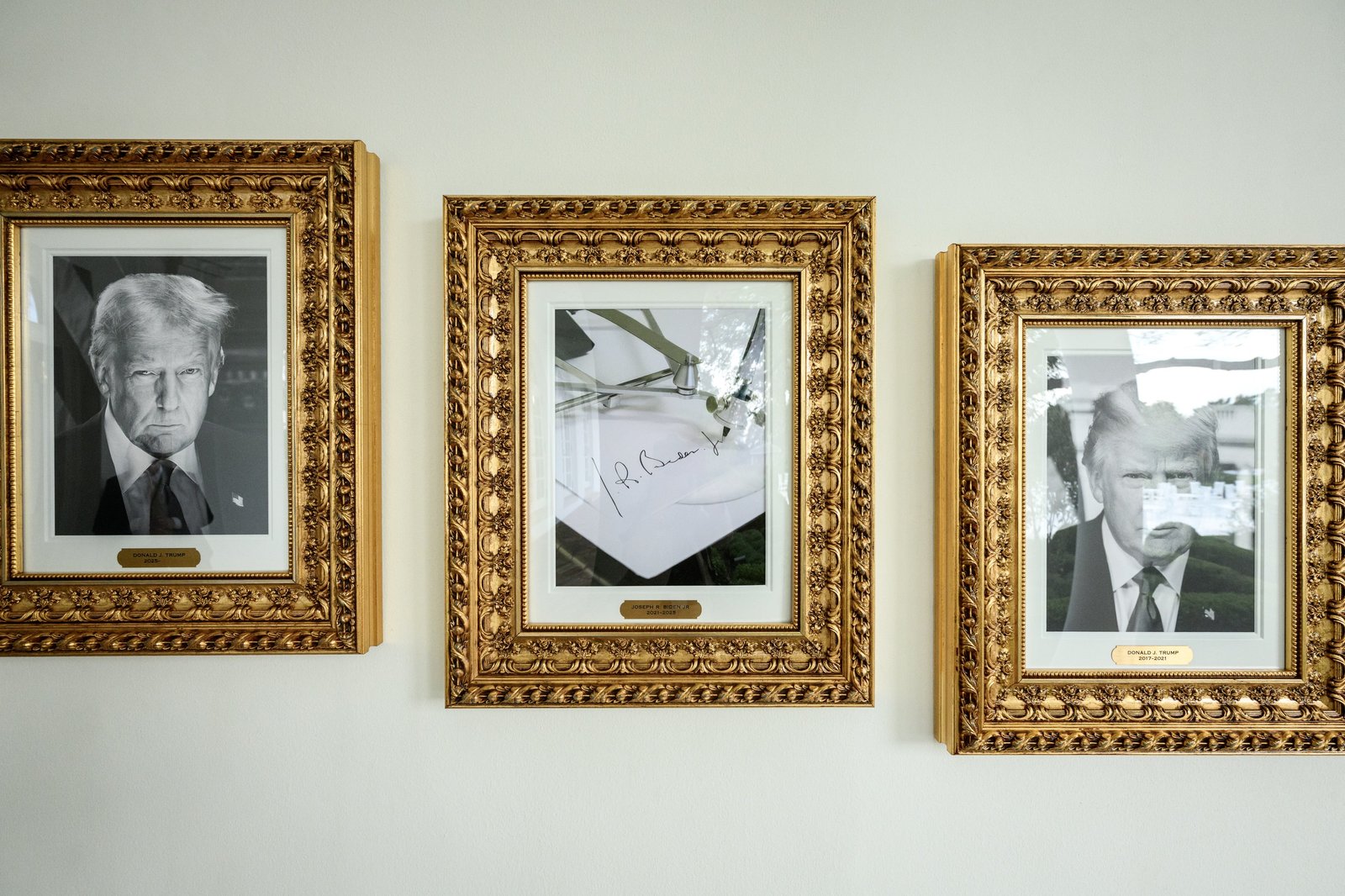 This photograph portrays former President Joe Bid's failure of President Donald Trump's "Wall of Fame" On the outside of the White House
