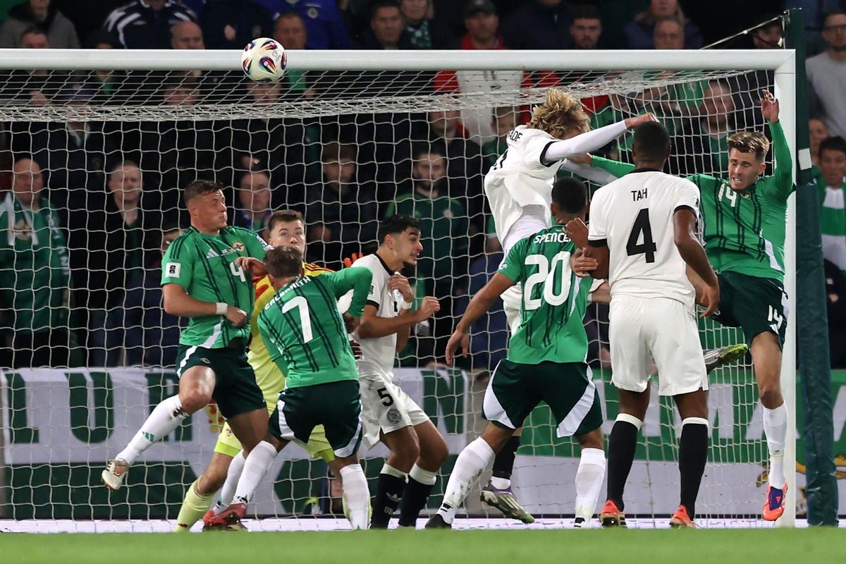 Nick Woltemade scores the first Germany's goal in victory over Northern Ireland