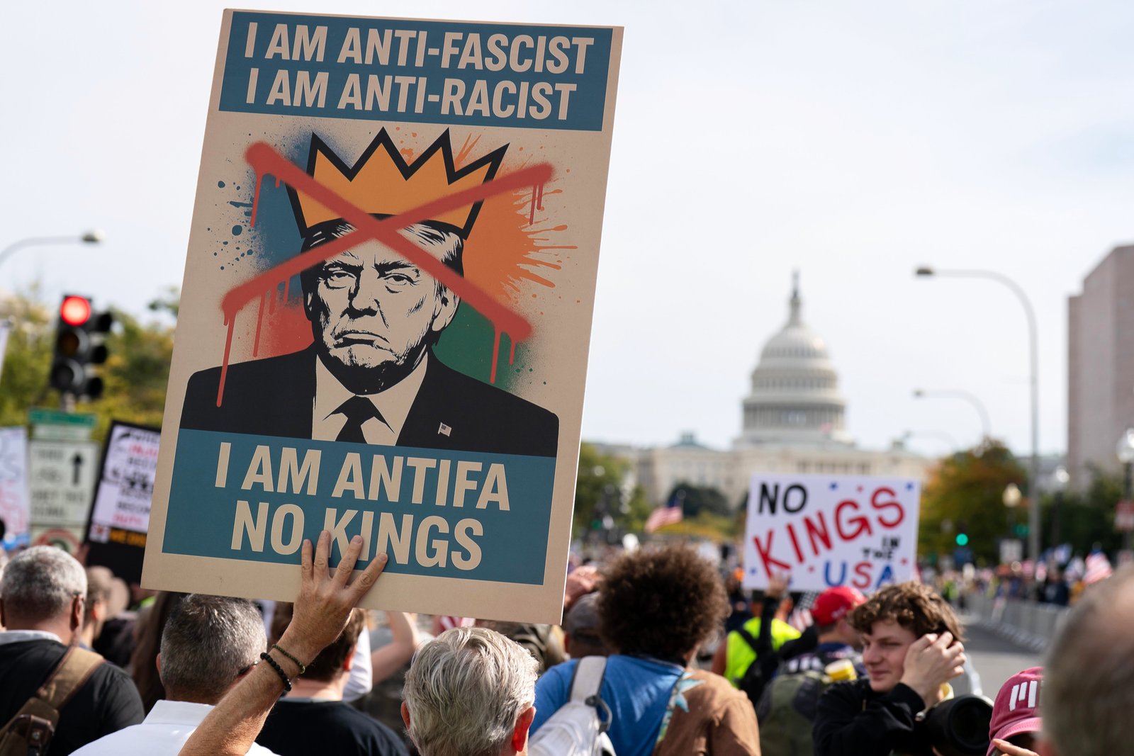 Protesters gather on Pennsylvania Avenue in Washington, DC